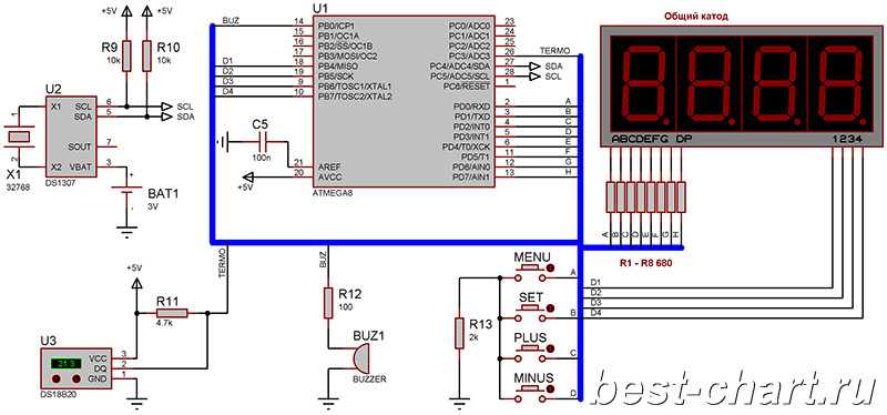 Часы на arduino и 4-х разрядном семисегментном индикаторе: схема и программа
