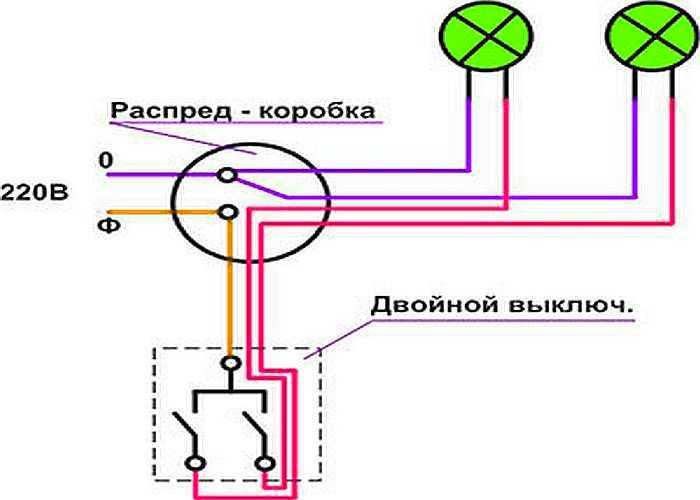 Как подключить двухклавишный выключатель с четырьмя проводами