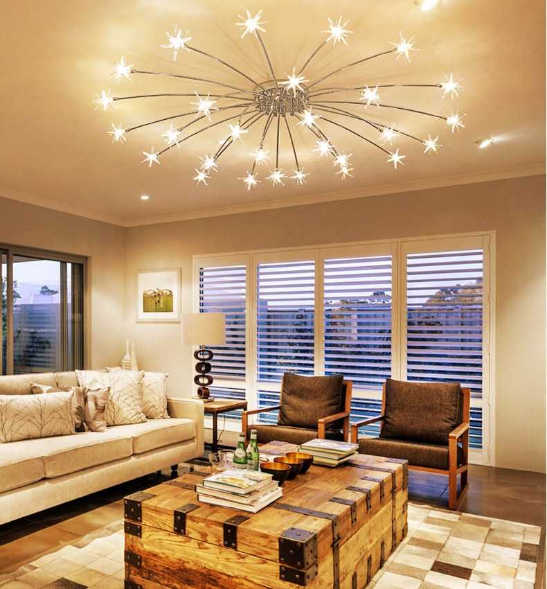 Освещение в гостиной комнате: виды, дизайнерский свет, основы современного дизайнерского освещения, красивая подсветка, точечные светильники над диваном, новинки
 - 32 фото