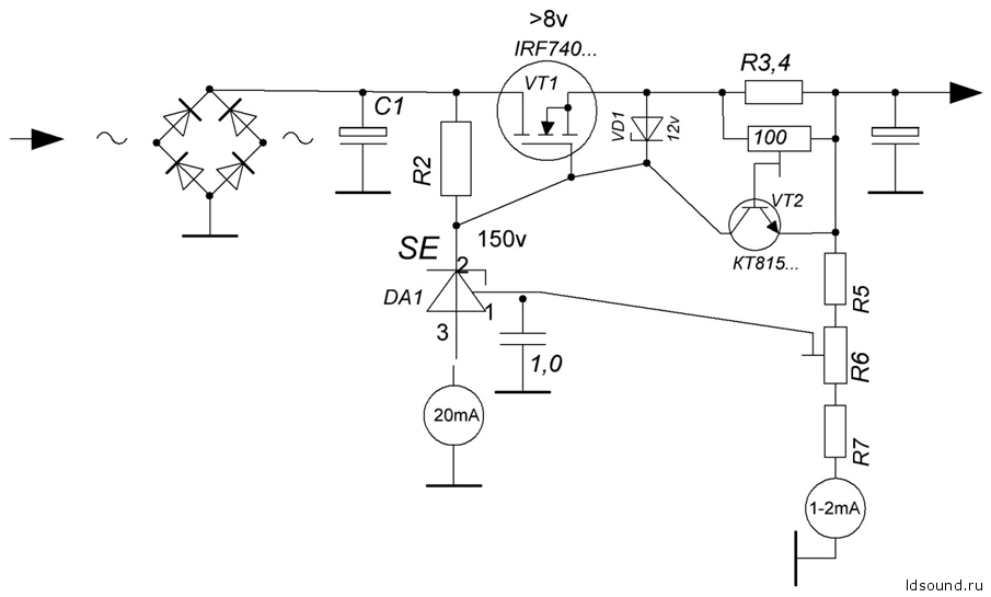 Питание накала радиоламп постоянным током схема