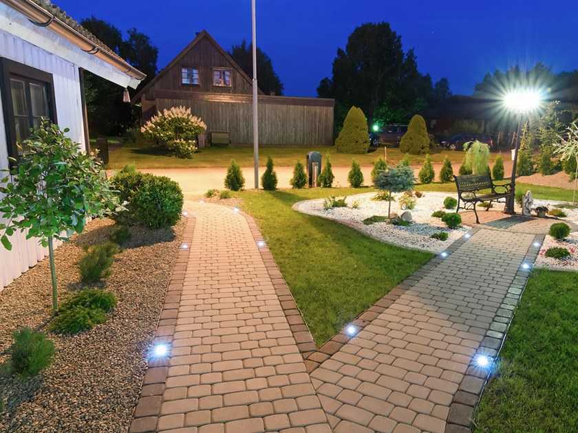 Освещение участка: светодизайн, варианты эффективного освещения и лучшие светильники для садового или приусадебного участка (100 фото + видео)
