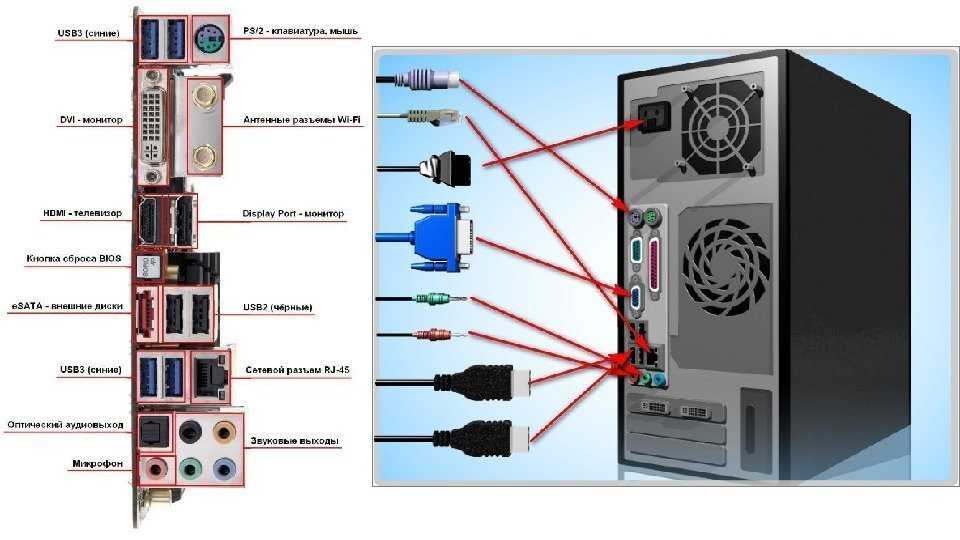 Быть подключены и работать в. Схема подключения монитора к ПК. Схема подключения провода системного блока.