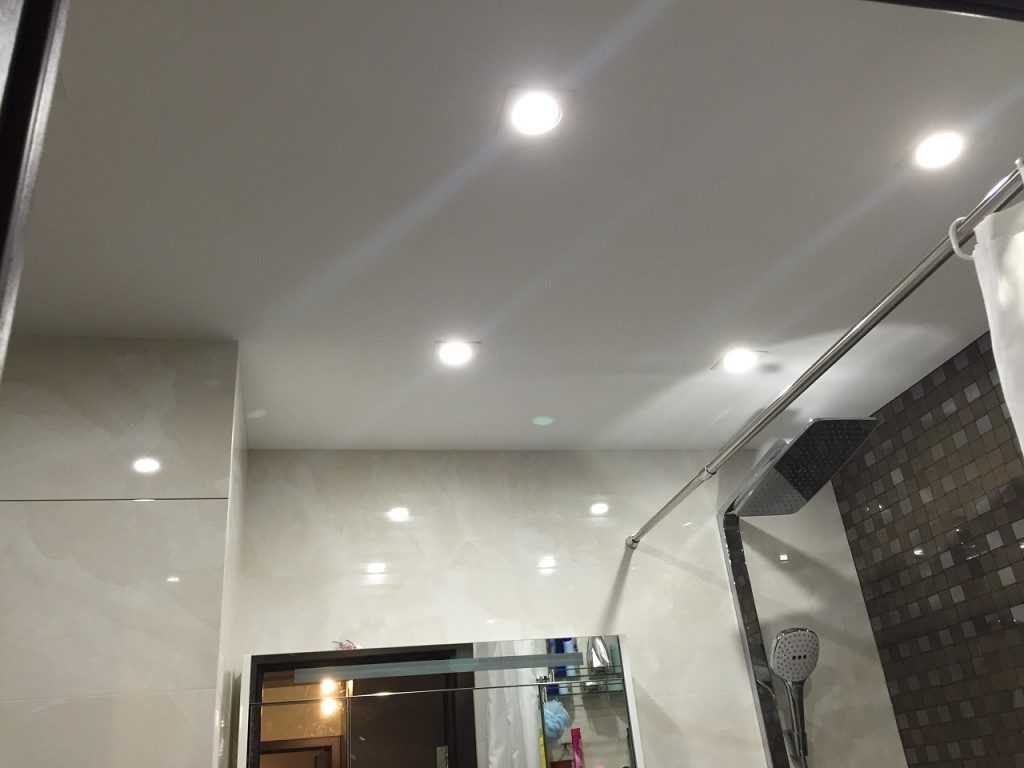 Какие выбрать светильники для ванной с натяжным или гипсокартонным потолком: бра, встроенные, точечные или люминесцентные?