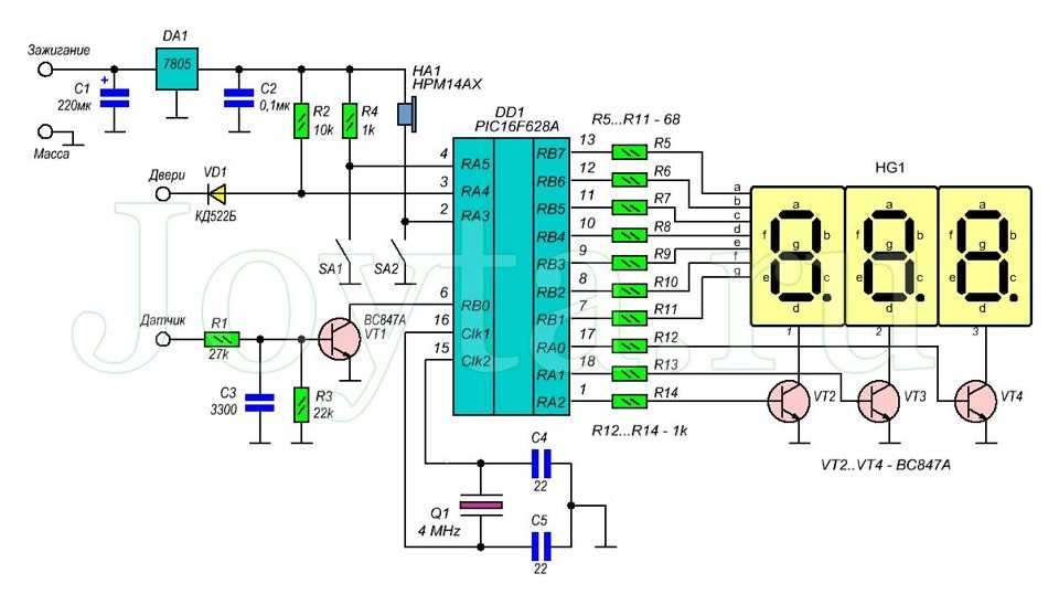 Кодовый замок на микроконтроллере. схема и описание.