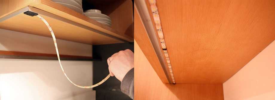 Светодиодные ленты под шкафы на кухне