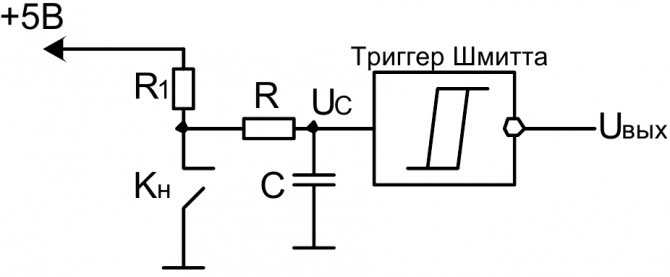 Триггер шмитта на транзисторах схема