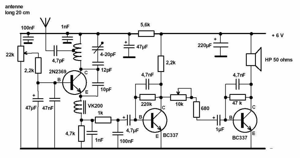 В данной статье описывается радиоприемник на одном транзисторе с питанием от батареи 1,5 В В схеме используются стандартные наушник с общим