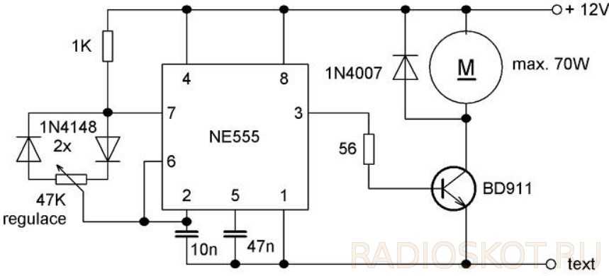 Простой шим регулятор на таймере 555 и схема включения ne555