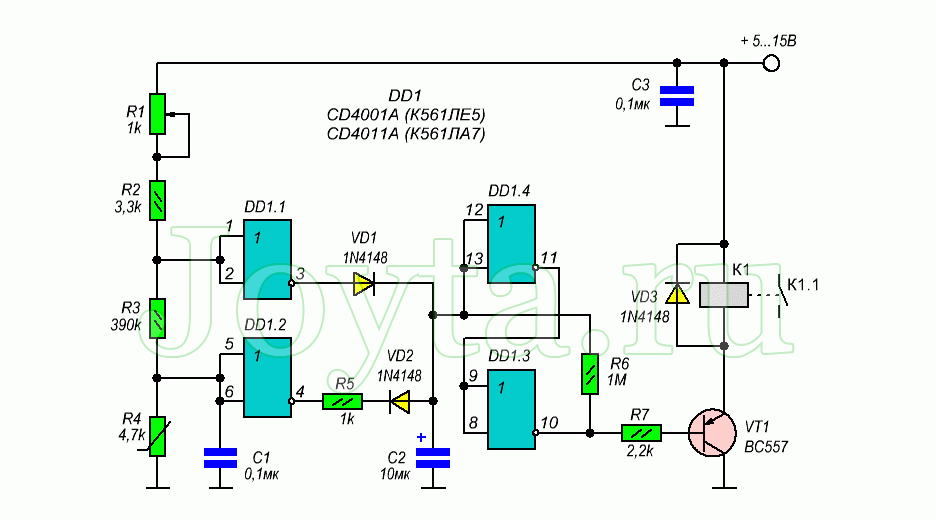 Электронное реле с малым гистерезисом схема
